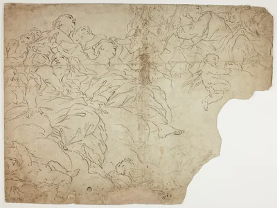 Saints, or Allegorical Figures and Putti on Clouds — Giovanni Battista Benaschi