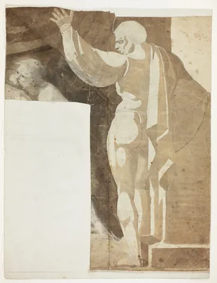 Male Figure with Left Arm Raised Seen from the Back, and Fragment of Old Man — Henry Fuseli