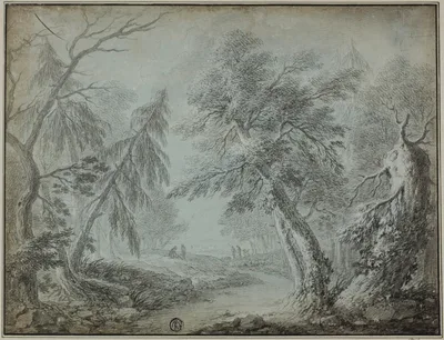 Forest with Stream and Figures — Jean-Baptiste Pillement