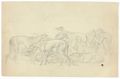 Greyhounds and Their Keeper — Sawrey Gilpin