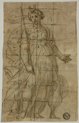 Study for Juno (or Diana) with a Peacock — Lazzaro Tavarone