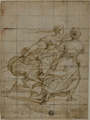 Two Women on Clouds, Pulling a Load — Lazzaro Tavarone