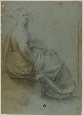 Seated Woman in Profile, to Right — Domenico Fiasella