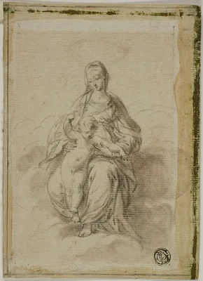 Virgin and Child Seated on Clouds — Parmigianino