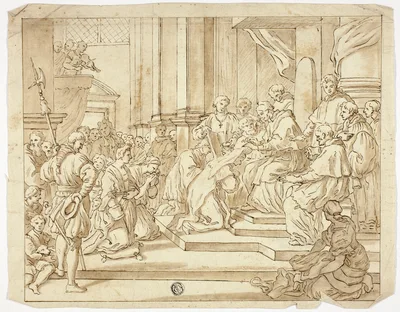 Pope Blessing Nun — Francesco Solimena