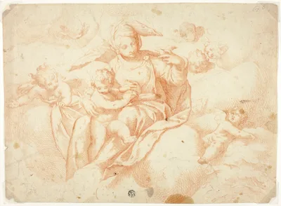 Virgin and Child Seated on Clouds — Paolo Farinati