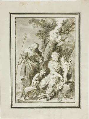 Holy Family and Saint John the Baptist — Giovanni Antonio Burrini