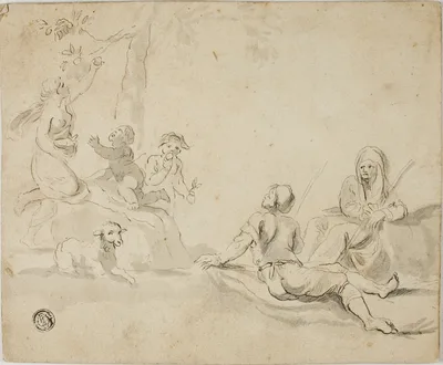 Apple Harvesters and Resting Shepherds — Salvator Rosa
