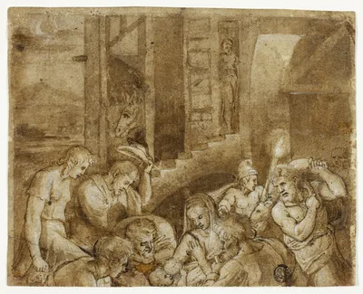 Adoration of the Shepherds: Upper Half — Giulio Romano