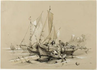 Harbor with Cutters — Eugène Blery