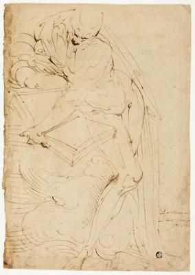 Standing Male Nude (Saint Jerome?) with Book — Luca Cambiaso