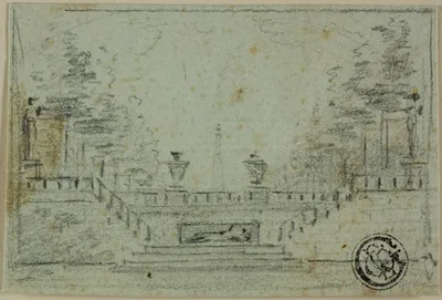 Staircase and Terrace in Formal Garden — Domenico Quaglio the Younger