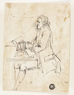 Caricature of Man Writing — Carlo Marchionni