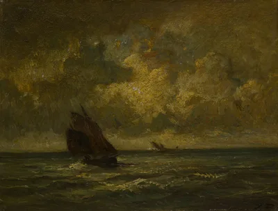Two Boats in a Storm — Jules Dupré