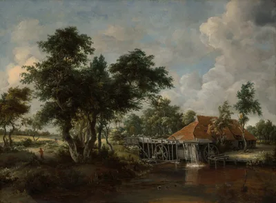 The Watermill with the Great Red Roof — Meindert Hobbema