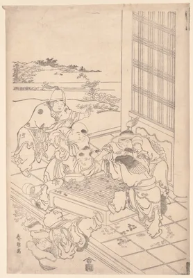 Chinese and Tartar Boys Quarreling over a Game of Go — Katsushika Hokusai