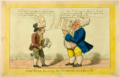 John Bull Perusing the Extraordinary Gazette — Isaac Cruikshank