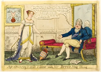 Miss Endeavouring to Excite a Glow with Her Dutch Play Thing — Isaac Cruikshank