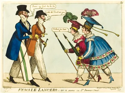 Female Lancers - or A Scene in St. James's Street — Isaac Cruikshank