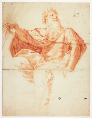 Study for King David, with Harp and Psalm Book — Guido Reni