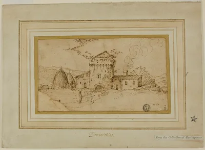 Farm with Tower and Haystacks — Domenichino
