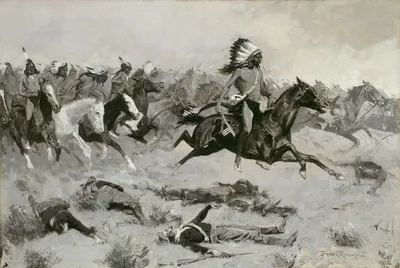 Rushing Red Lodges Passed through the Line — Frederic Remington