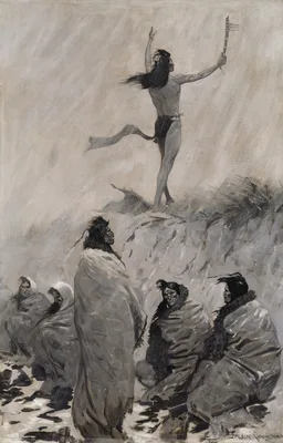 The Fire Eater Raised His Arms to the Thunder Bird — Frederic Remington