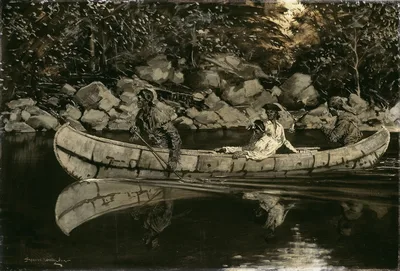 Paddling the Wounded British Officer — Frederic Remington