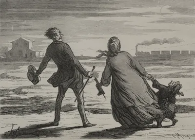 The Railway:  Too Late — Honoré Daumier