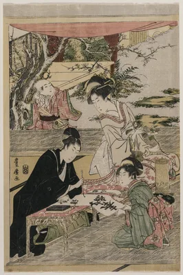 Young Man Writing at a Table — Utagawa Toyohiro