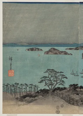 Evening View of the Eight Famous Places near Kanazawa Under Full Moon in Musashi Province — Utagawa Hiroshige