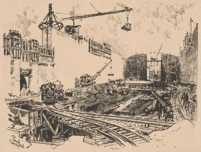 The Walls of Pedro Miguel Lock, Panama — Joseph Pennell