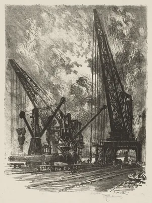 English War Work:  Taking the Big Gun Away — Joseph Pennell