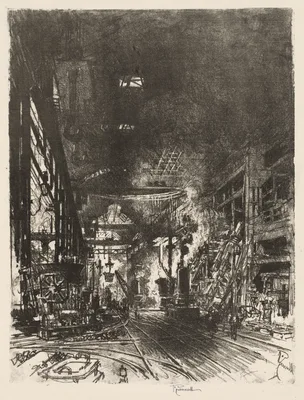 English War Work:  Within the Furnaces — Joseph Pennell