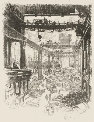 English War Work:  The Great Tower, Pig Iron — Joseph Pennell