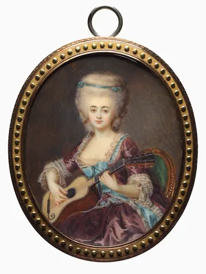 Portrait of a Woman with a Guitar, called Louise D'Aumont, Mazarin, Duchesse d'Aumont — Antoine Vestier