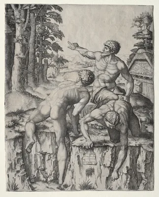 The Climbers (Three Figures from Michelangelo's Battle of Cascina) — Marcantonio Raimondi