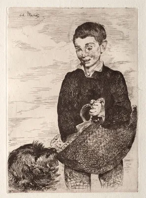 Le gamin au chien, avec le cabas — Édouard Manet