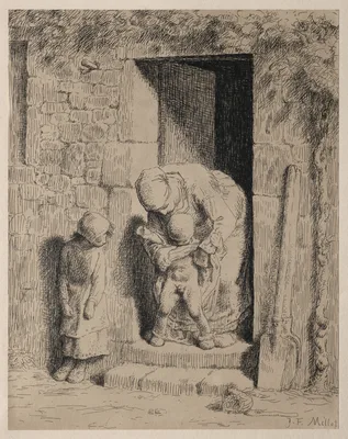 The Maternal Precaution — Jean-François Millet