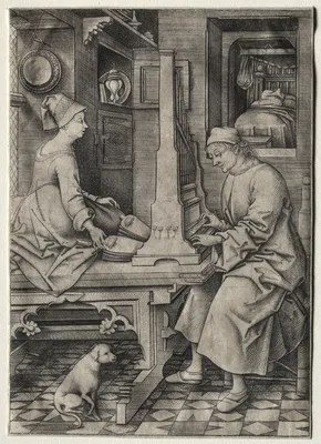 The Organ Player and His Wife — Israhel van Meckenem