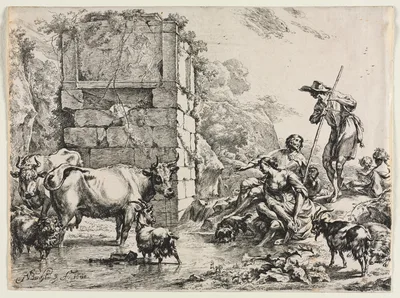 The Cow Drinking — Nicolaes Pieterszoon Berchem