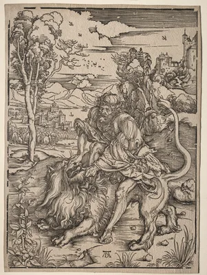 Samson Killing the Lion — Albrecht Dürer