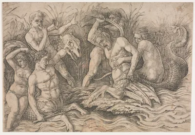 Battle of the Sea Gods - right portion — Andrea Mantegna
