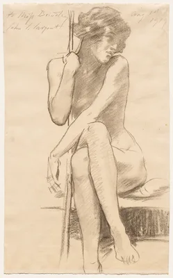 Female Nude Seated on a Low Bench — John Singer Sargent