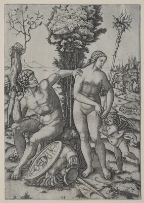 Venus, Mars and Cupid — Marcantonio Raimondi