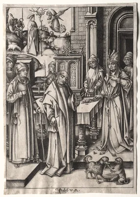 Life of the Virgin: High Priest Rejecting the Offering of Joachim — Israhel van Meckenem