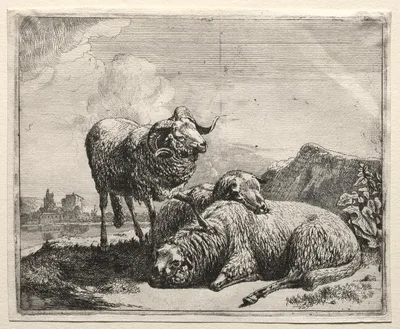 Ram and Two Sheep — Johann Heinrich Roos