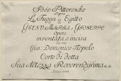Flight into Egypt:  Title Page — Giovanni Domenico Tiepolo