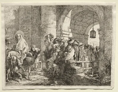 Flight into Egypt:  The Holy Family Passing under an Arch — Giovanni Domenico Tiepolo