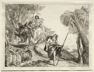Flight into Egypt:  The Holy Family and the Flock of Sheep — Giovanni Domenico Tiepolo